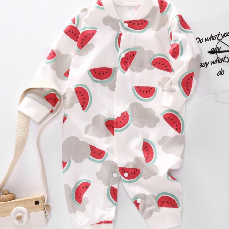 Baby Vannmelon Print Langermet Jumpsuit