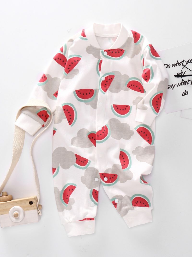 Baby Vannmelon Print Langermet Jumpsuit