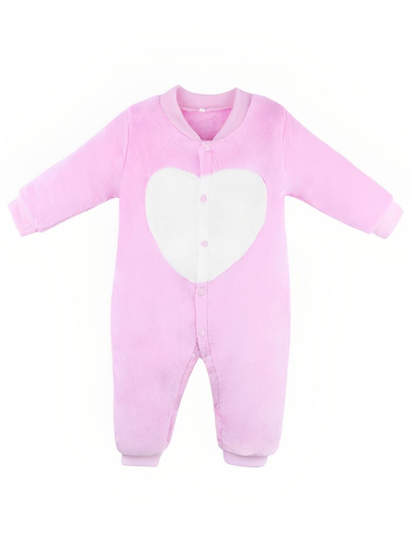 Barnas Pink Heart Warm Langermet Jumpsuit Vinterantrekk