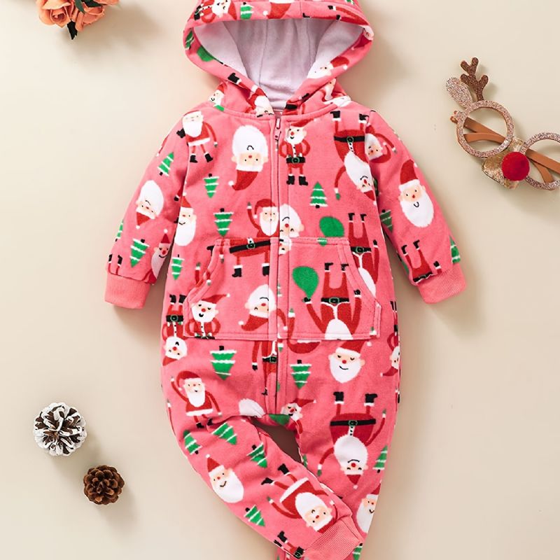 Christmas Baby Langermet Hette Jumpsuit Romper