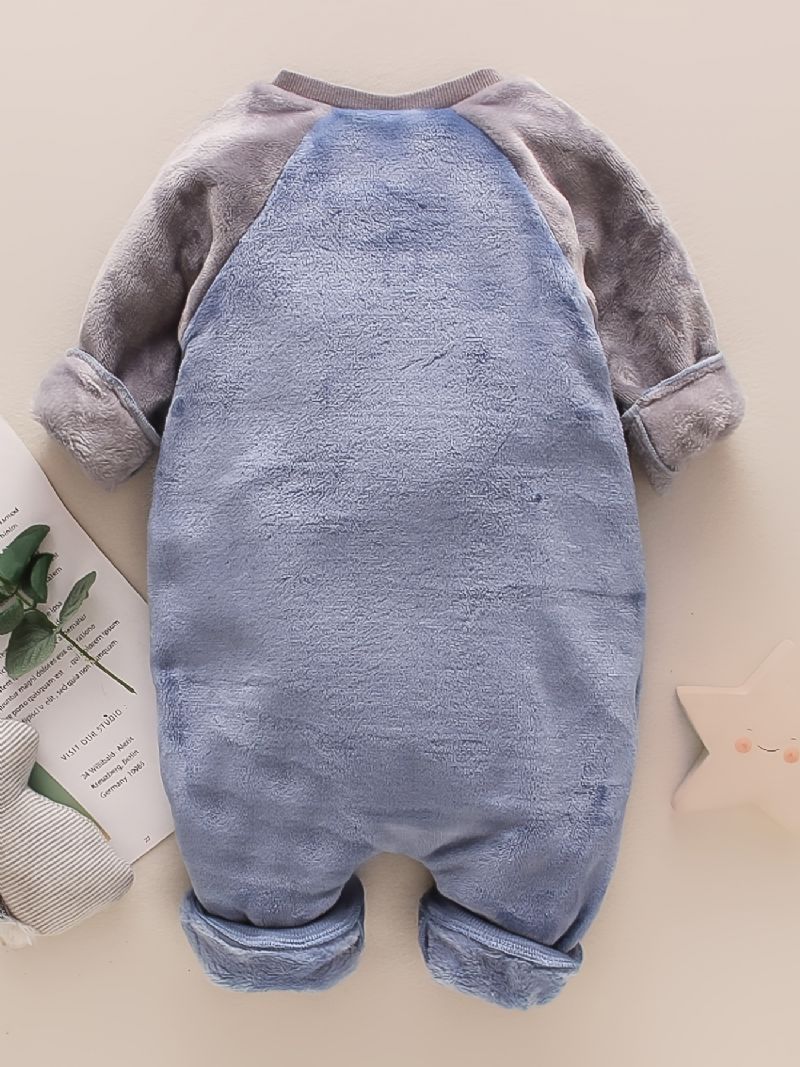 Elefantlommer For Spedbarn Langermet Rundhals Fleece Varm Jumpsuit Baby Jenter Gutter Barneklær