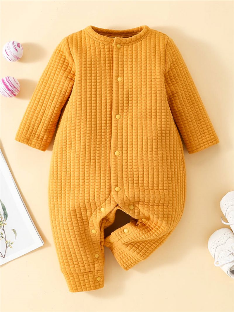 Ensfarget Baby Jumpsuit Langermet Bomullsbukse For Høst Og Vinter