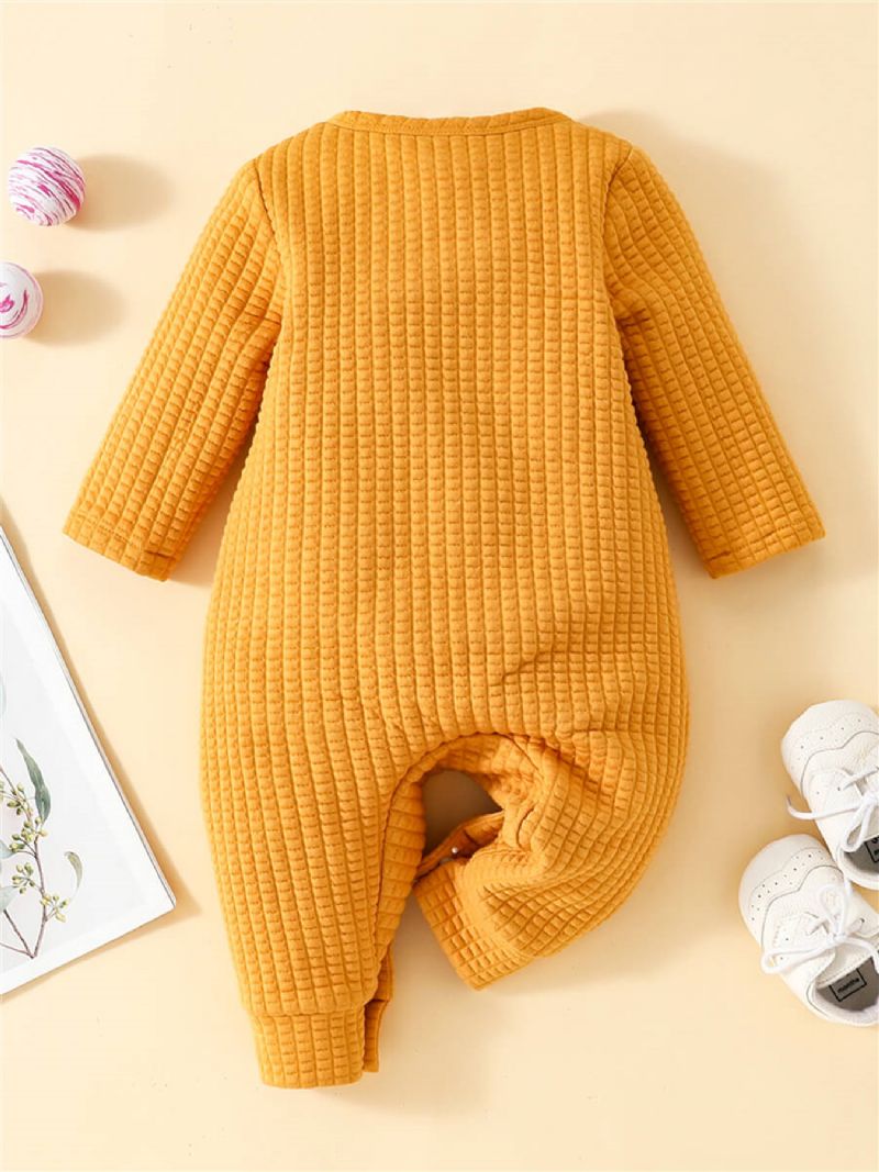 Ensfarget Baby Jumpsuit Langermet Bomullsbukse For Høst Og Vinter