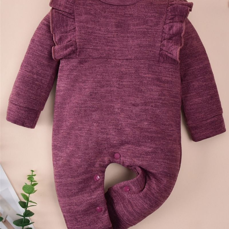 Høst Vinter Baby Casual Burgundy Cotton Jumpsuit