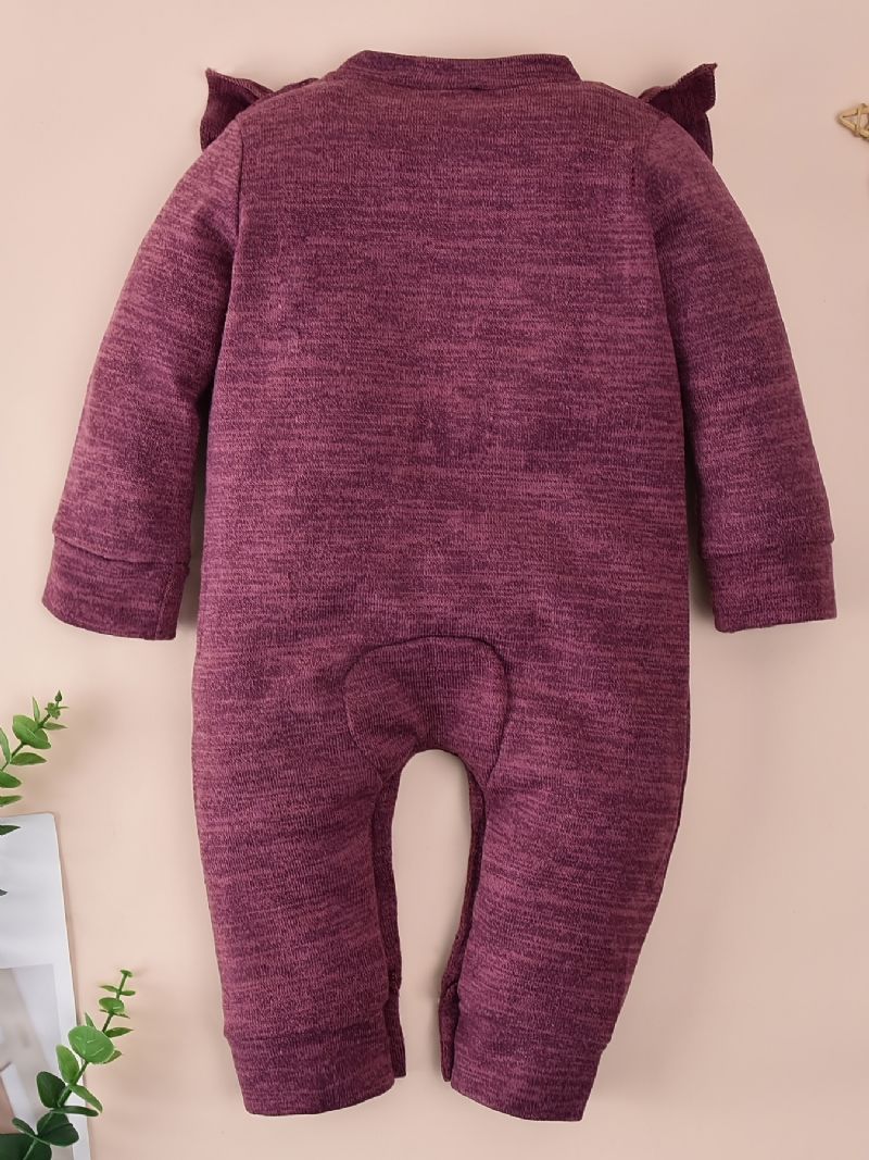 Høst Vinter Baby Casual Burgundy Cotton Jumpsuit