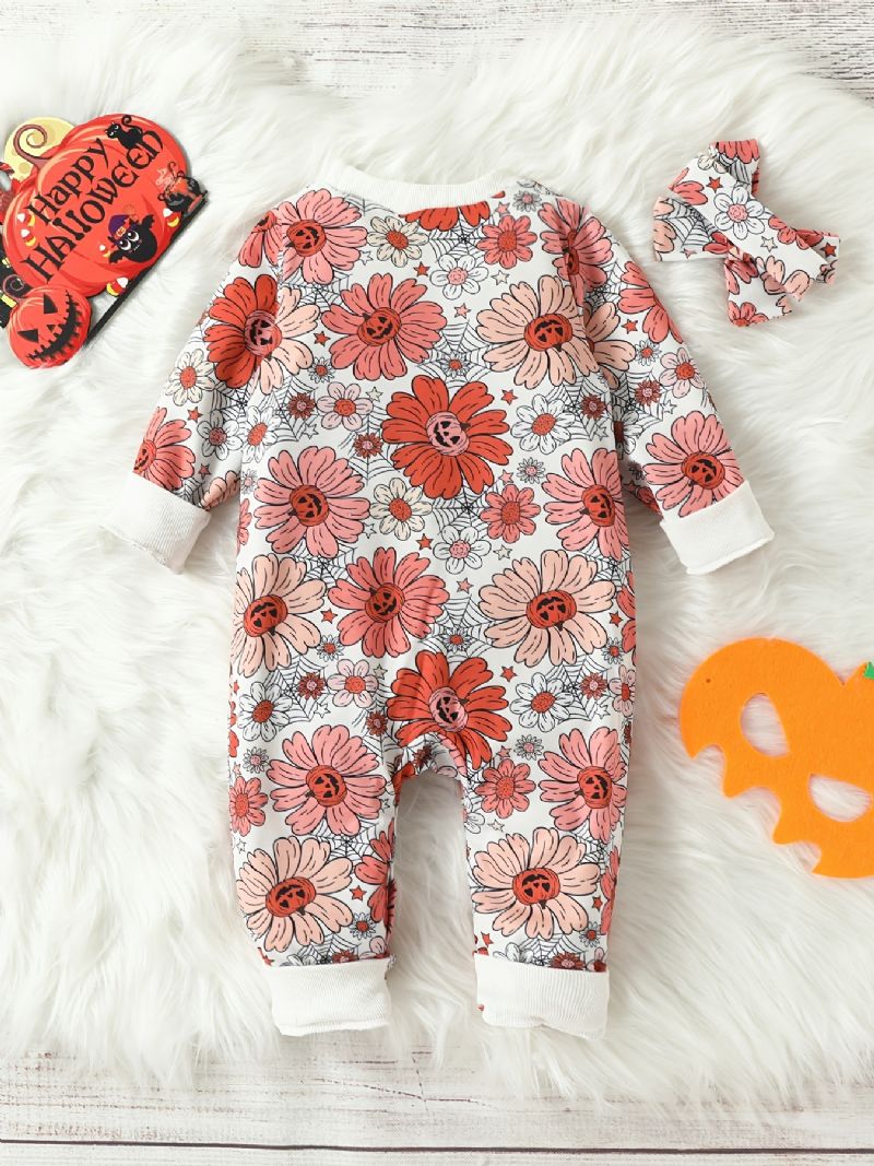 Jente Langermet Jumpsuit + Pannebånd Sett Babyklær Romper Antrekk Halloween