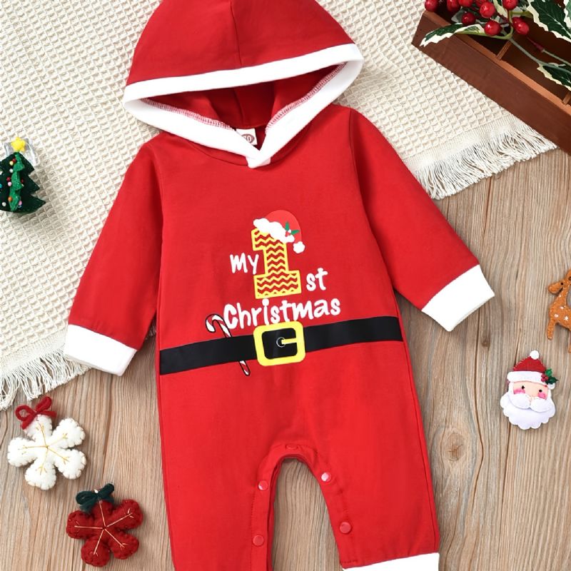 Jenter Gutter Hette Jumpsuits Med Slogan My 1st Christmas