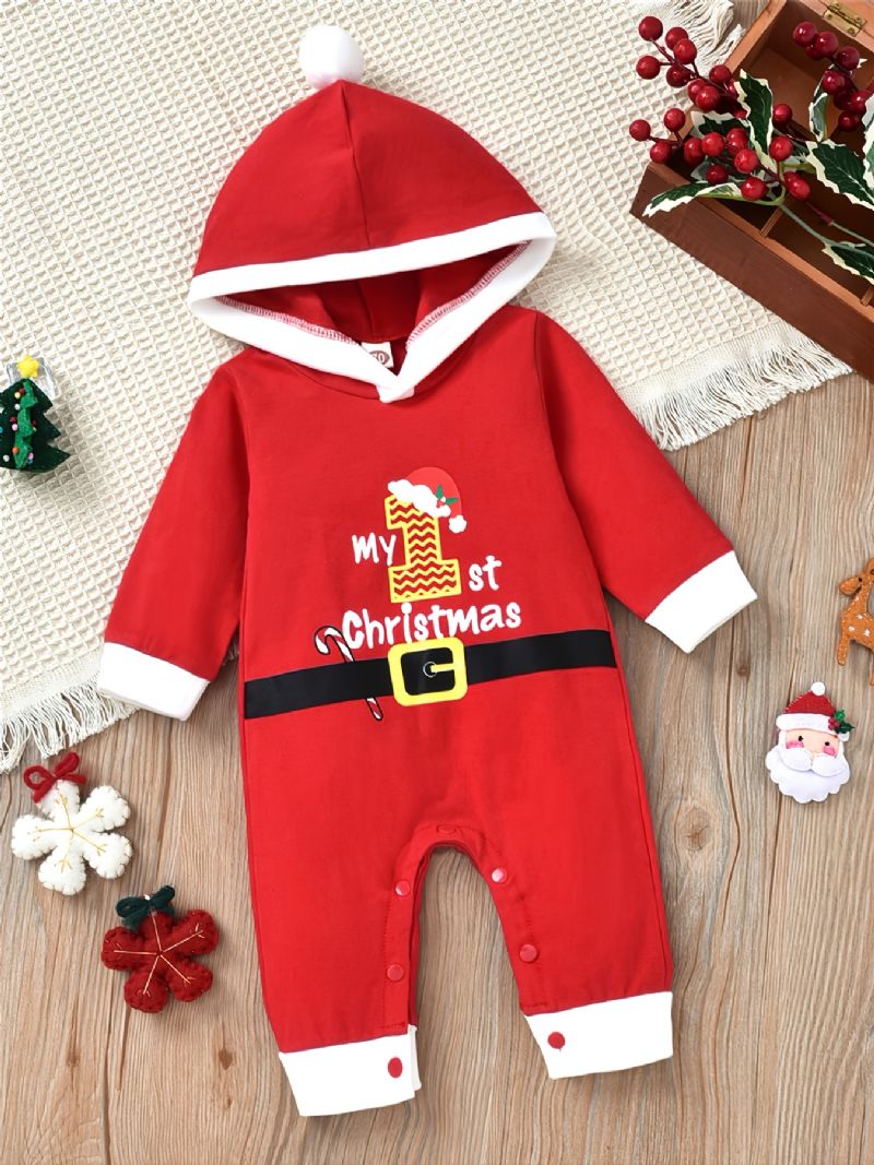 Jenter Gutter Hette Jumpsuits Med Slogan My 1st Christmas