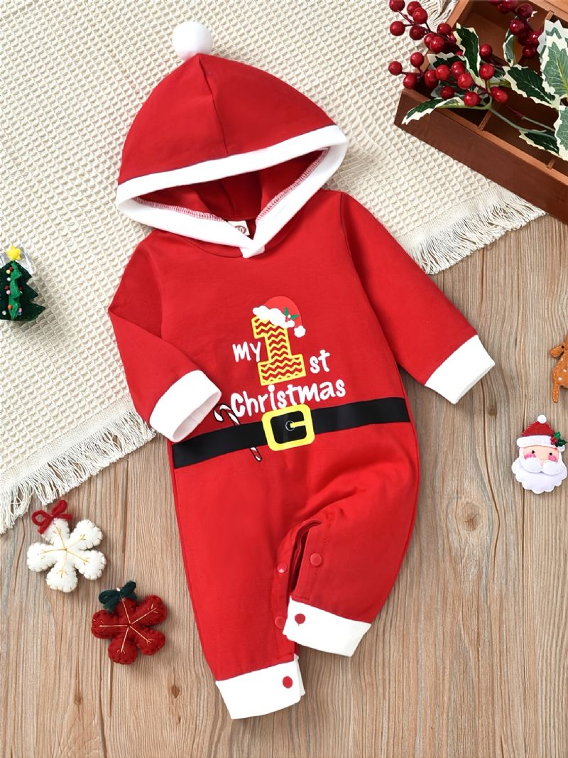 Jenter Gutter Hette Jumpsuits Med Slogan My 1st Christmas