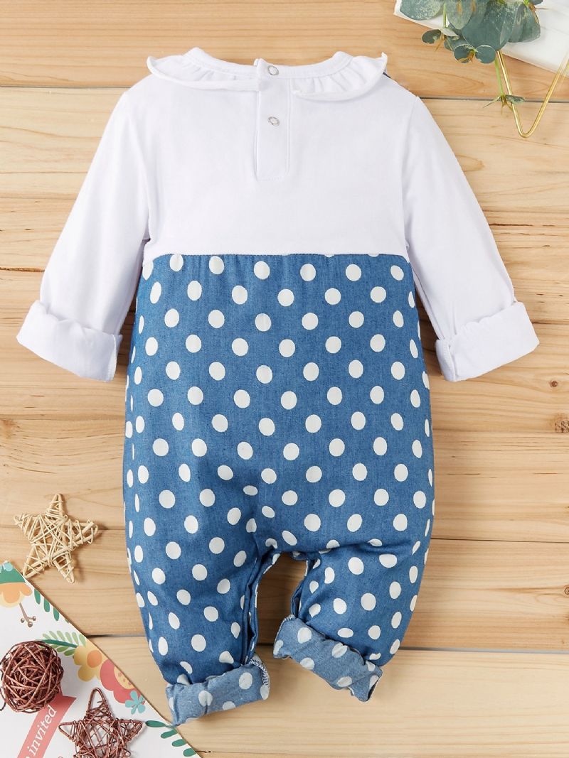 Jenter Polka Dot Denim Baby Jumpsuit