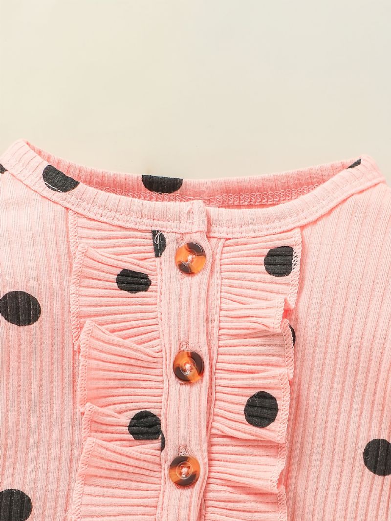 Jenter Polka Dot Ruffle Skulder Langermet Romper Jumpsuit Babyklær