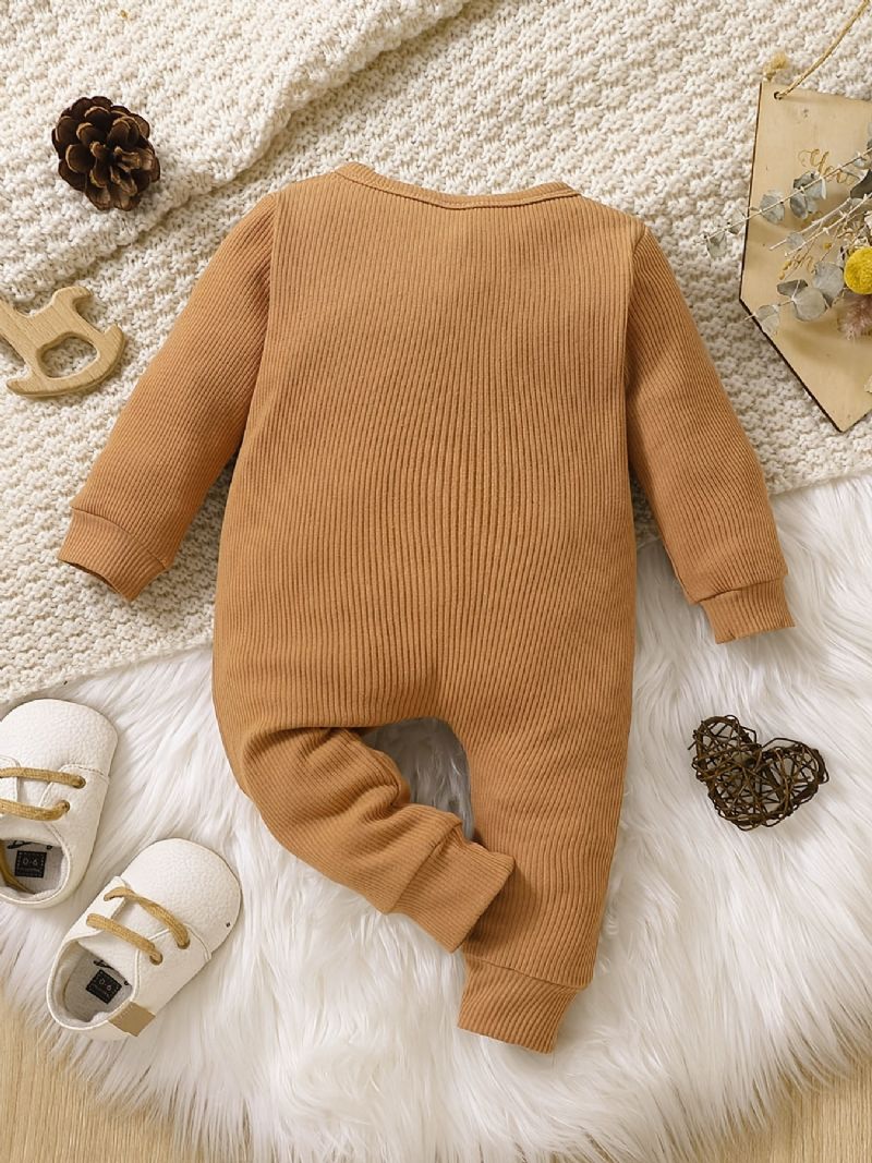 Julepriskutt Småbarn Baby Jumpsuit Ensfarget Rundhals Langermet Romper For Gutter Jenter