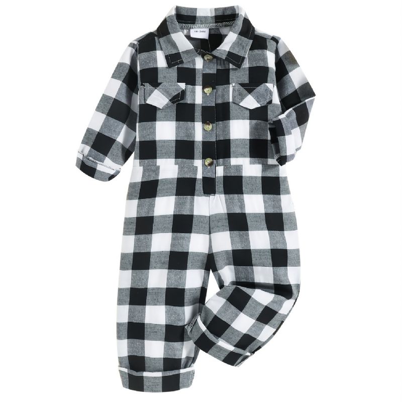 Jumpsuit For Barn Med Gingham-dekor For Høst Og Vinter Nyhet