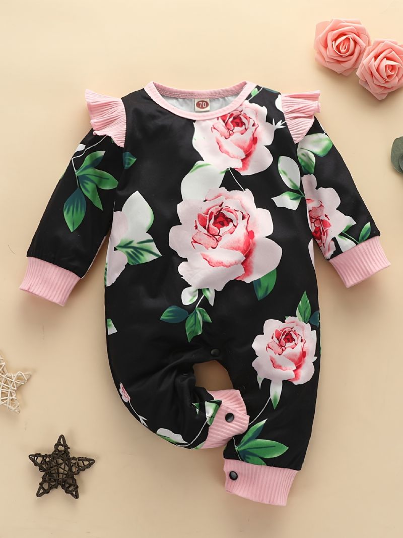 Nyfødt Spedbarn Baby One Piece Jumpsuit Blomstermønster Romper For Gutter Jenter