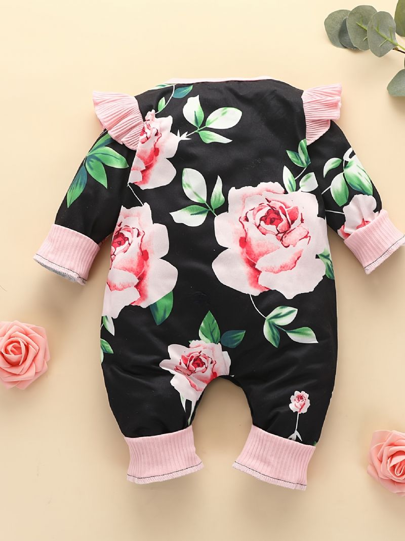 Nyfødt Spedbarn Baby One Piece Jumpsuit Blomstermønster Romper For Gutter Jenter