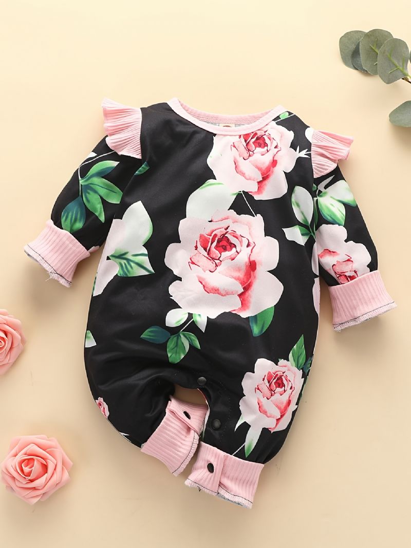 Nyfødt Spedbarn Baby One Piece Jumpsuit Blomstermønster Romper For Gutter Jenter