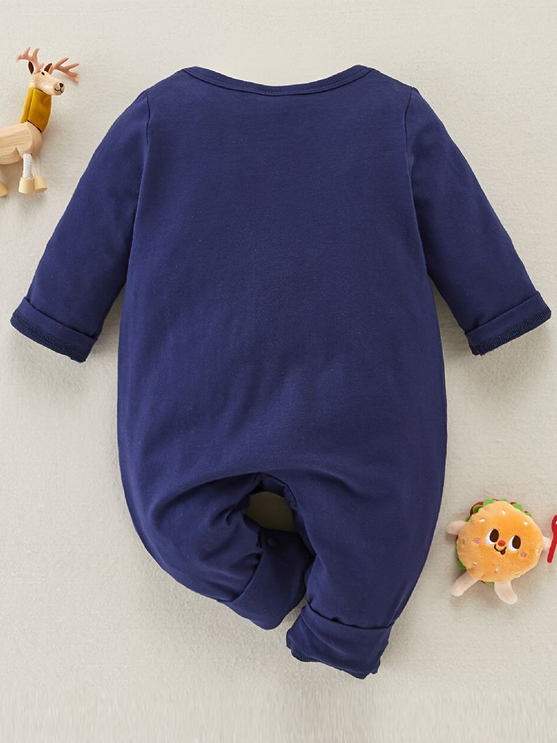 Nyfødt Spedbarn Kanintrykk Langermet Jumpsuit For Baby Gutter Jenter Småbarnsklær