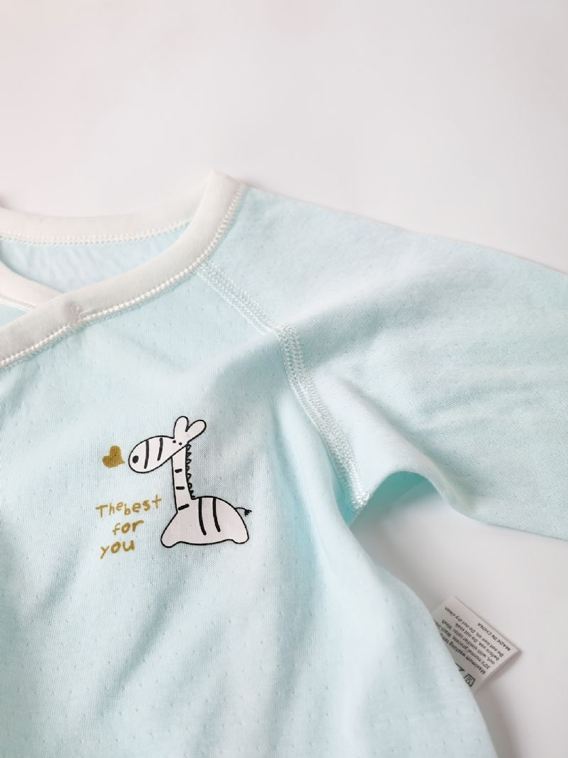 Nyfødt Spedbarn Romper Tegneserie Girafftrykk Langermet Rundhals Jumpsuit For Baby Gutter Jenter Barn Klær