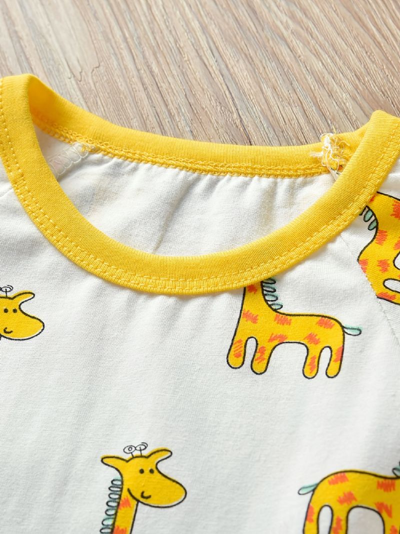 Nyfødt Spedbarn Romper Tegneserie Girafftrykk Langermet Rundhals Jumpsuit For Baby Gutter Jenter Barn Klær