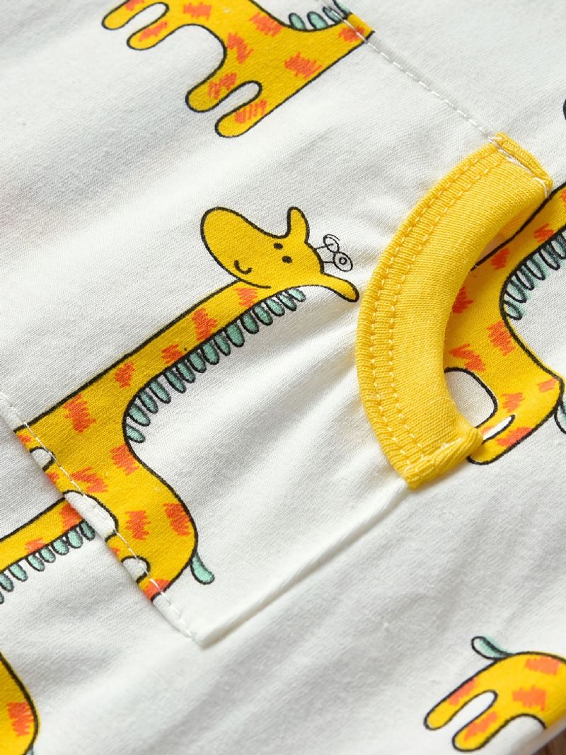 Nyfødt Spedbarn Romper Tegneserie Girafftrykk Langermet Rundhals Jumpsuit For Baby Gutter Jenter Barn Klær