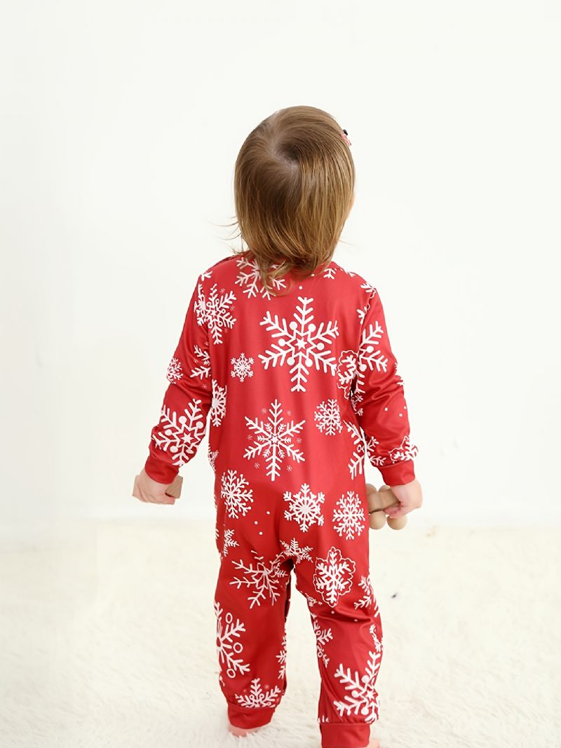 Småbarn Baby Christmas Snowflake Print Langermet Jumpsuit Rompers For Gutter Jenter