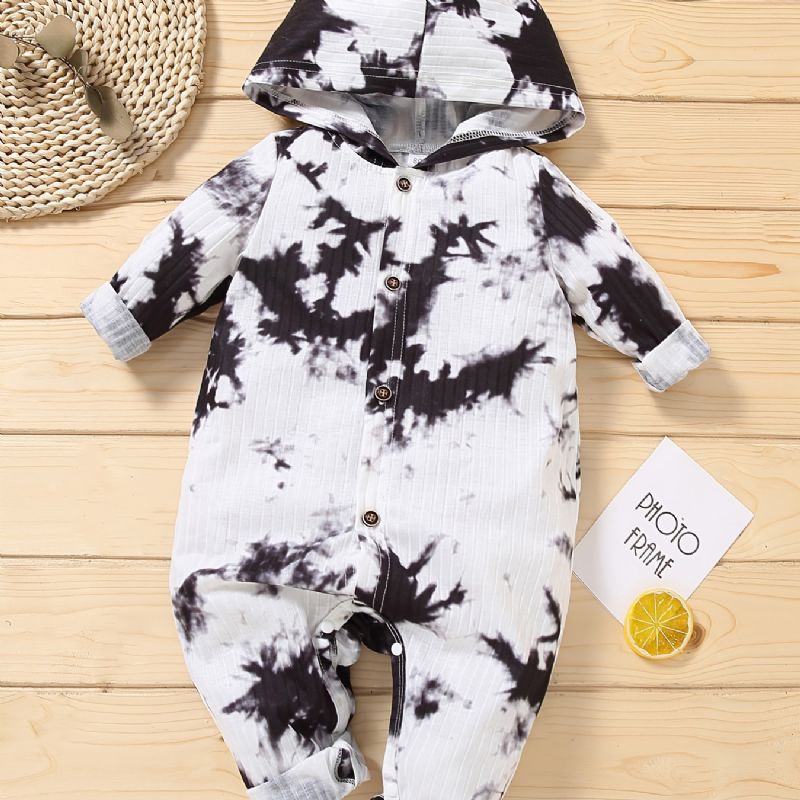 Småbarn Baby Hette Jumpsuit Tie Dye Langermet Romper For Gutter Jenter