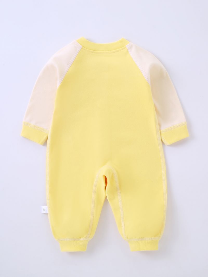 Småbarn Baby Jumpsuit Bjørn Broderi Rund Hals Langermet Romper For Gutter Jenter