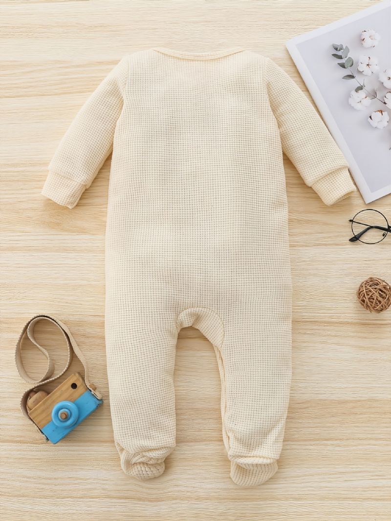 Småbarn Baby Jumpsuit Ensfarget Rundhals Langermet Romper For Gutter Jenter