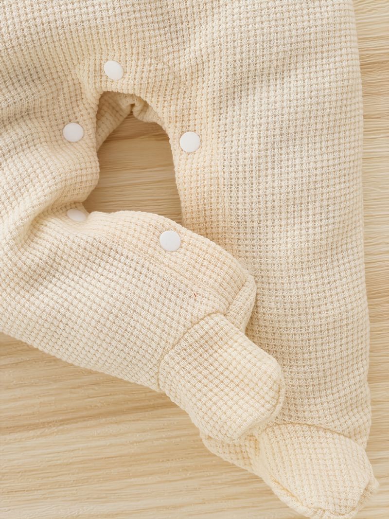 Småbarn Baby Jumpsuit Ensfarget Rundhals Langermet Romper For Gutter Jenter