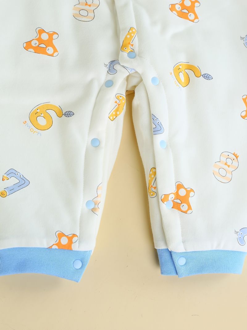 Småbarn Baby Tykket Varm Jumpsuit Bokstavtrykk Langermet Romper For Gutter Jenter