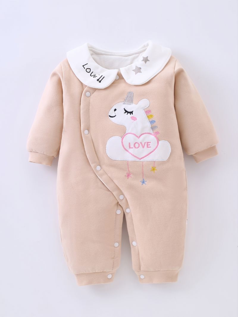 Småbarn Baby Varm Jumpsuit Unicorn Print Rund Hals Langermet Romper For Gutter Jenter