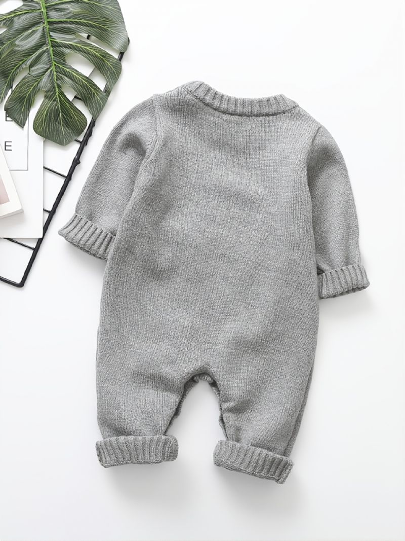 Småbarn Babygenser Jumpsuit Dyr Mønster Rundhals Langermet Romper For Gutter Jenter