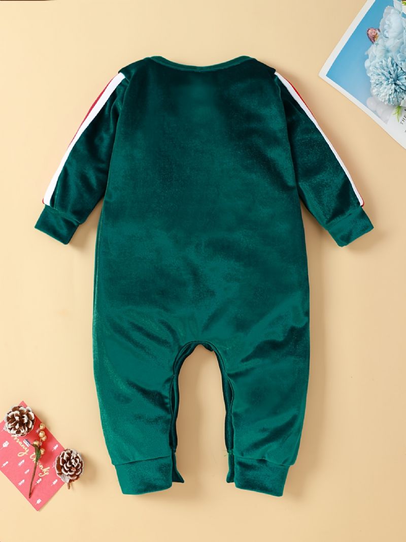 Småbarn Julebukse For Spedbarn Med Rund Hals Julenissebroderi Jumpsuit For Baby Gutter Jenter Barneklær