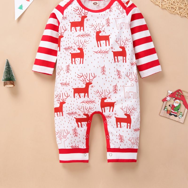 Småbarn Nyfødt Baby Langermet Jul Elg Printed Romper Jumpsuit