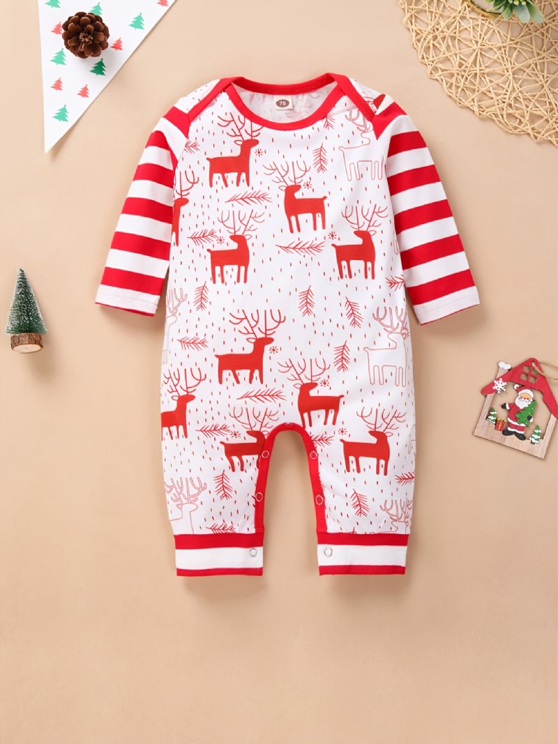 Småbarn Nyfødt Baby Langermet Jul Elg Printed Romper Jumpsuit