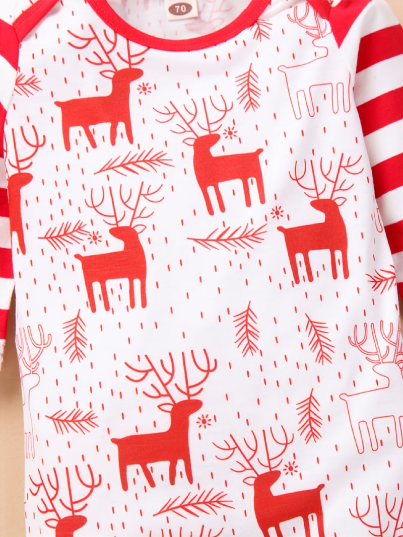 Småbarn Nyfødt Baby Langermet Jul Elg Printed Romper Jumpsuit