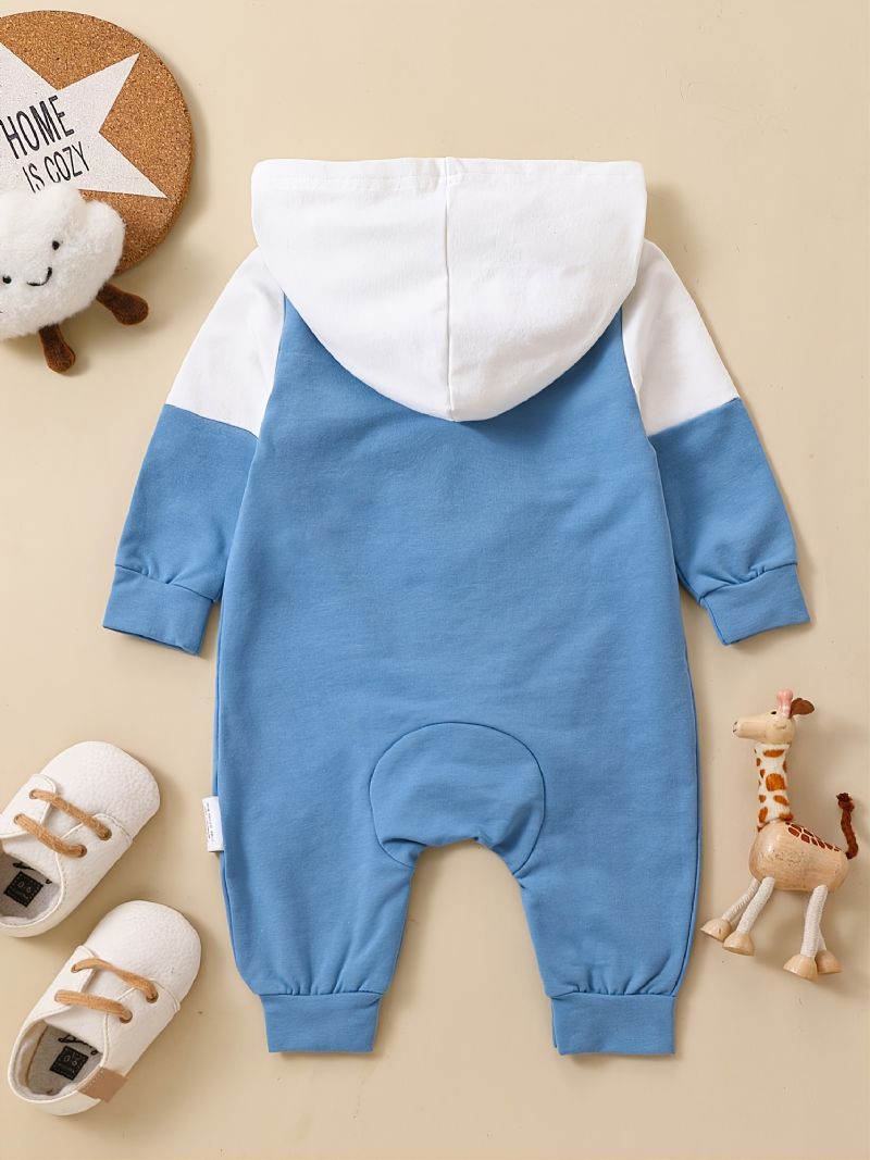 Småbarn Nyfødt Baby Langermet Søt Trykket Hette Jumpsuit