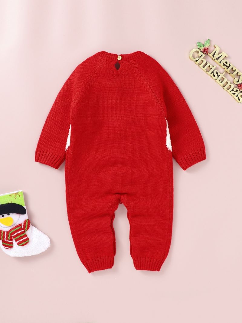 Spedbarn Baby Jenter Søt Julestil Strikket Jumpsuit