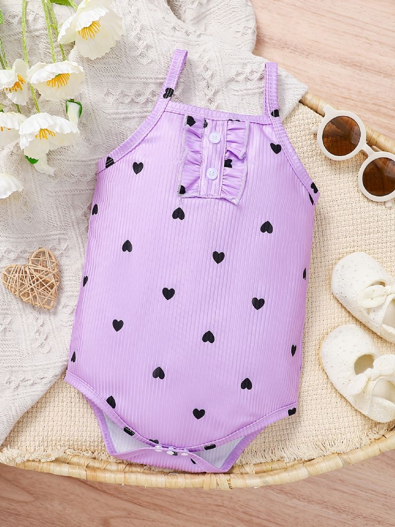 Spedbarn Romper Hjertetrykk Cami Topp Jumpsuit Sommer For Baby Jenter Småbarn Klær