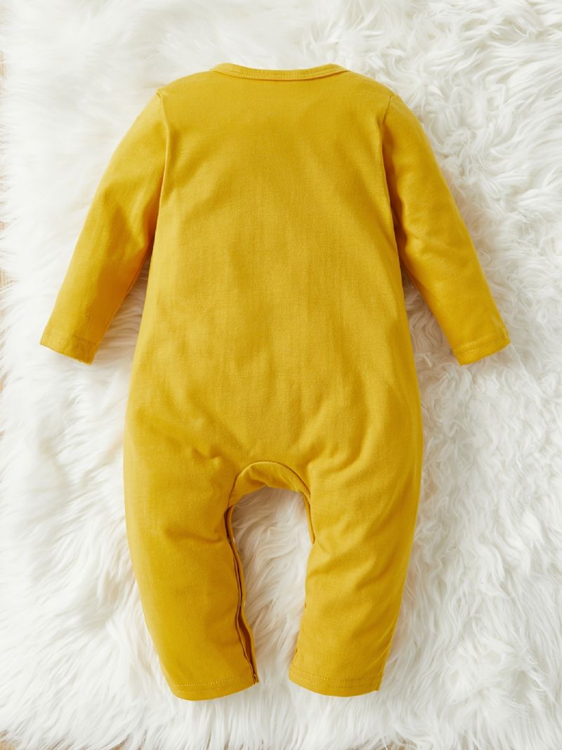 Spedbarn Romper Sommerfugl Brevtrykk Langermet Rundhals Jumpsuit For Baby Jenter Barneklær