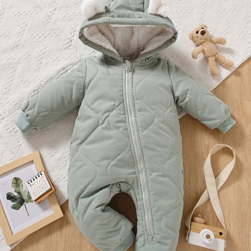 Spedbarnshette Langermet Glidelås Fleece Varm Jumpsuit Vinter For Baby Gutter Jenter Barneklær