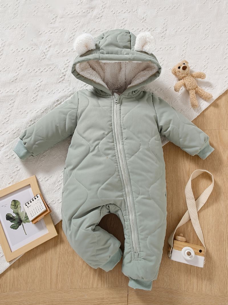 Spedbarnshette Langermet Glidelås Fleece Varm Jumpsuit Vinter For Baby Gutter Jenter Barneklær