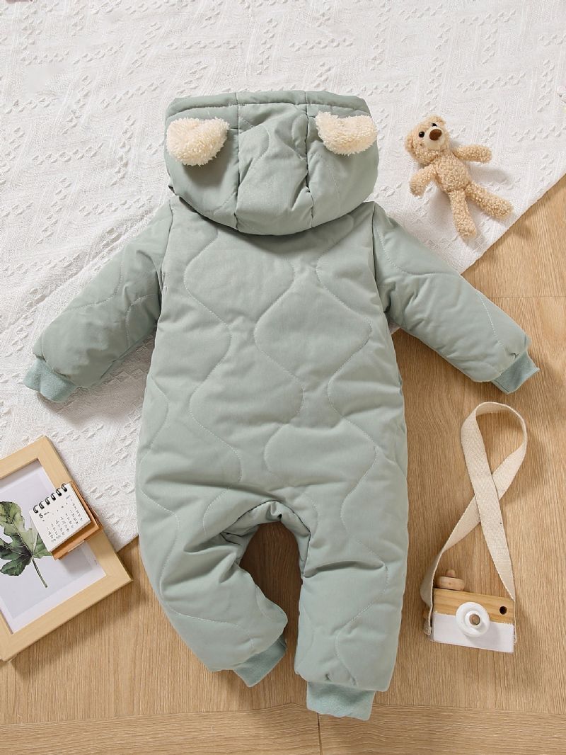 Spedbarnshette Langermet Glidelås Fleece Varm Jumpsuit Vinter For Baby Gutter Jenter Barneklær