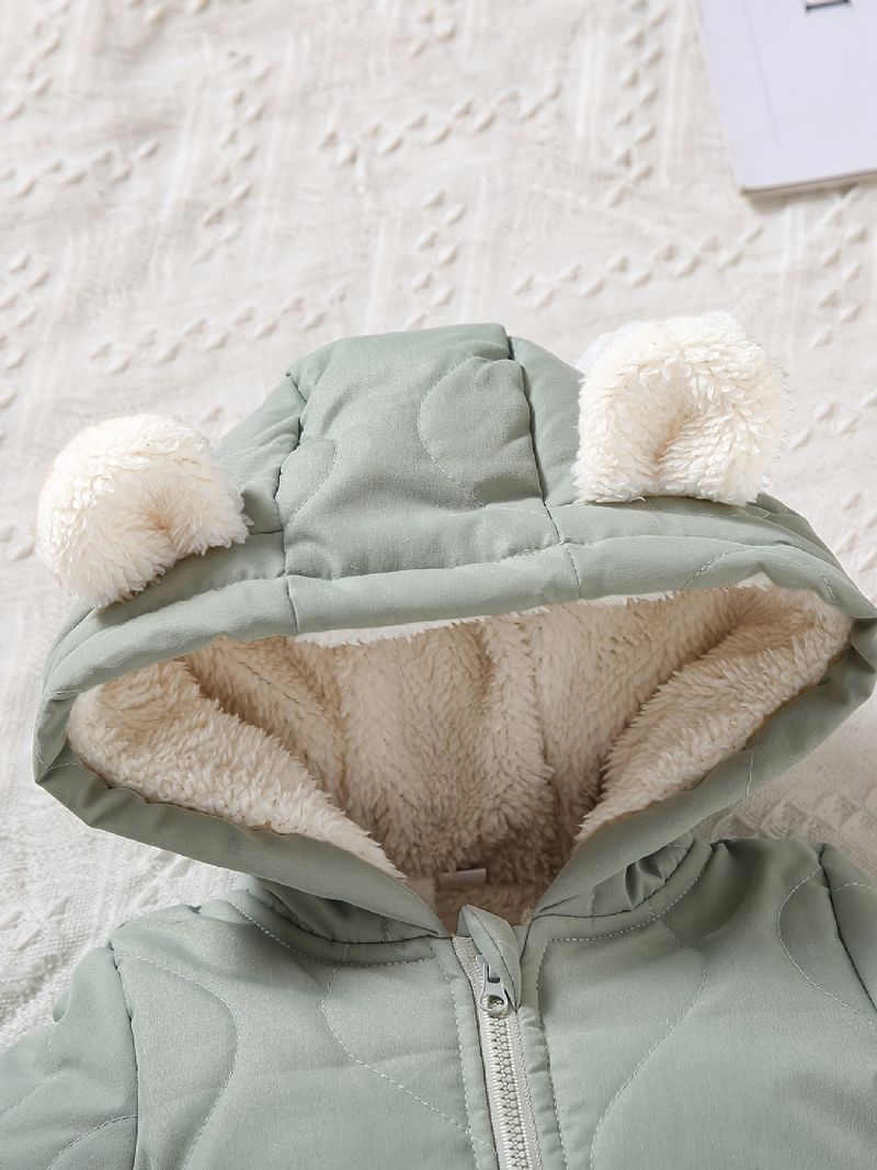 Spedbarnshette Langermet Glidelås Fleece Varm Jumpsuit Vinter For Baby Gutter Jenter Barneklær