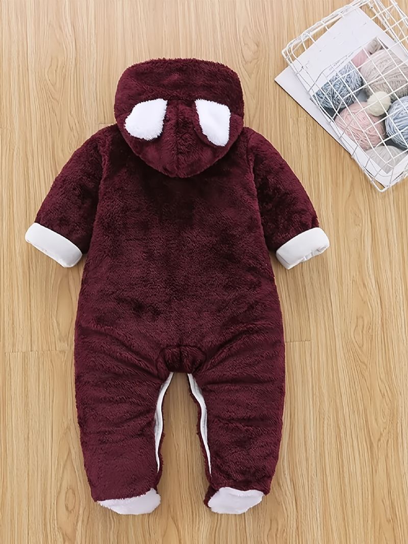 Unisex Baby Hette Termisk Footed Jumpsuit Vinter Nye Klær