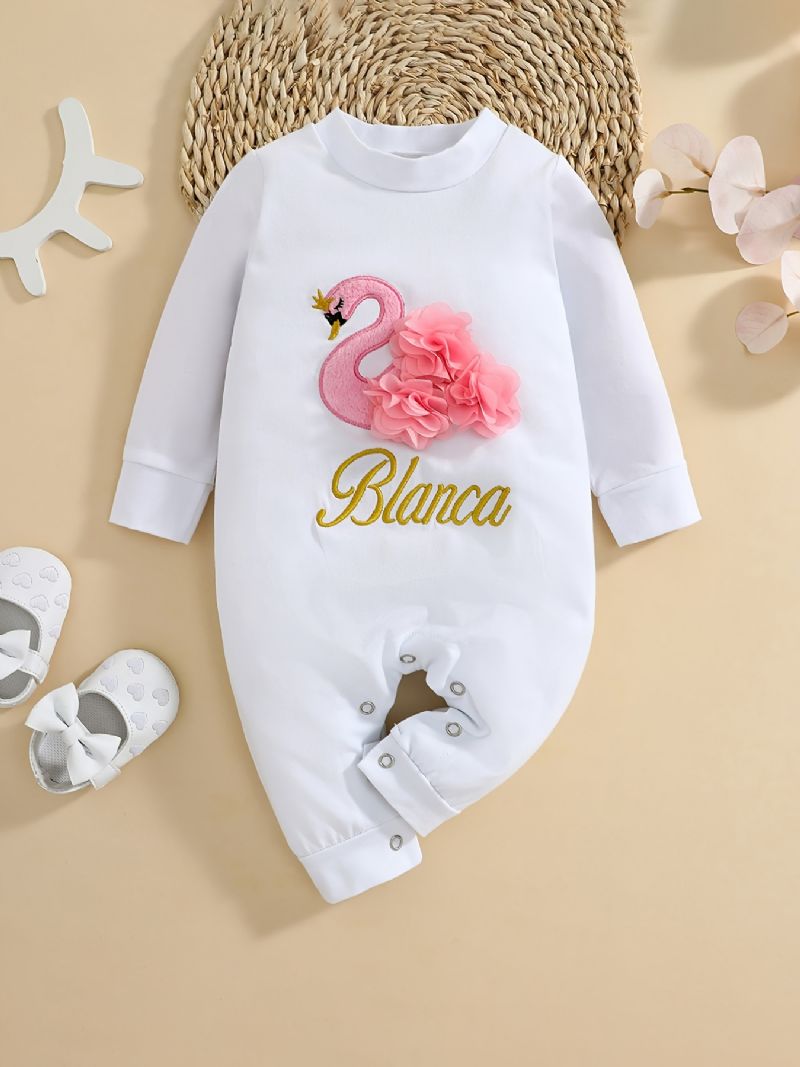 Unisex Baby Langermet Jumpsuit Romper Med Swan Design