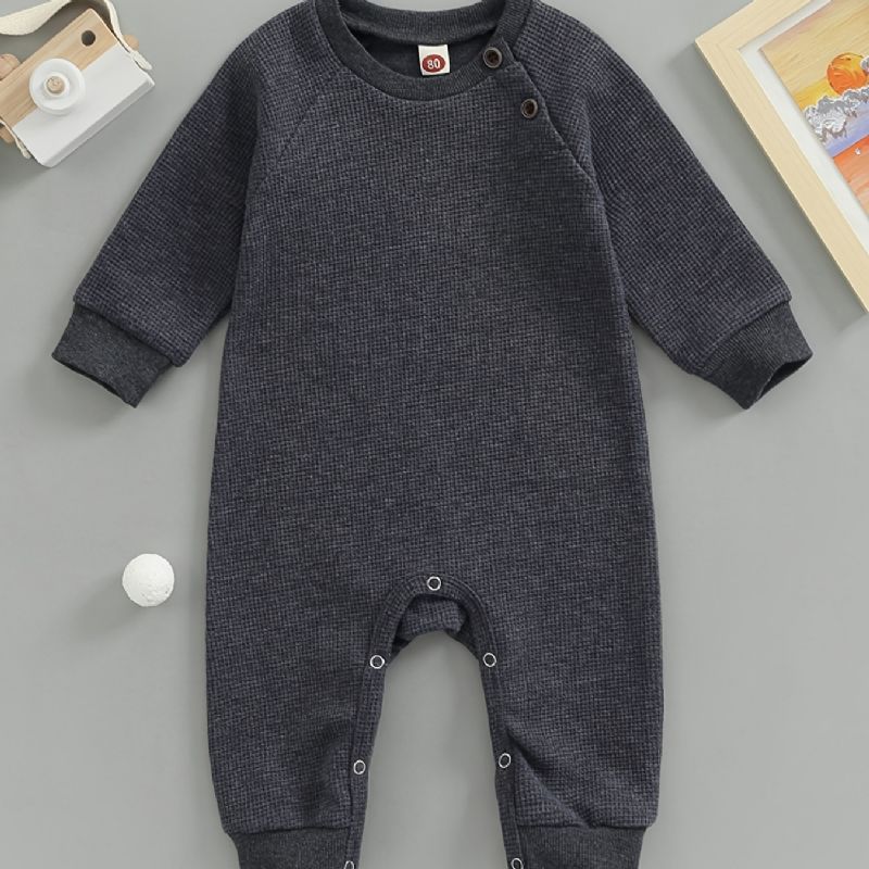 Unisex Baby Solid Strikket Langermet Jumpsuit For Vinter