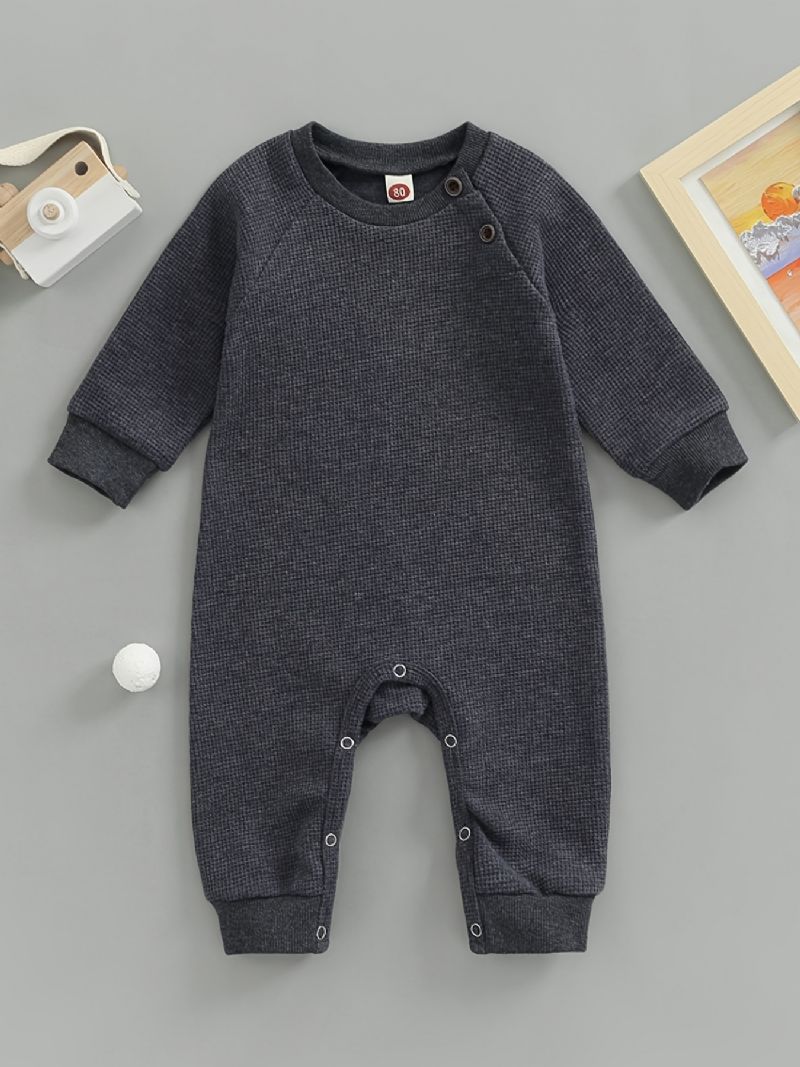 Unisex Baby Solid Strikket Langermet Jumpsuit For Vinter