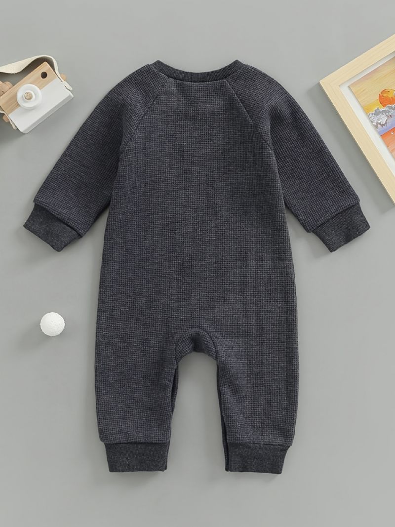 Unisex Baby Solid Strikket Langermet Jumpsuit For Vinter