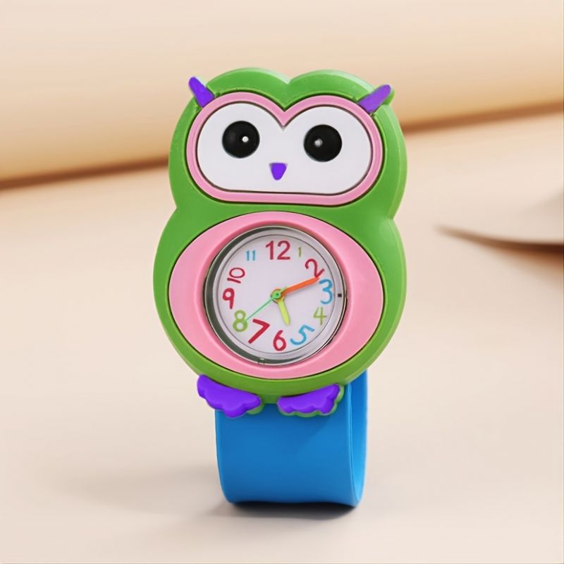 Kids Animal Owl Tegneserieklokke